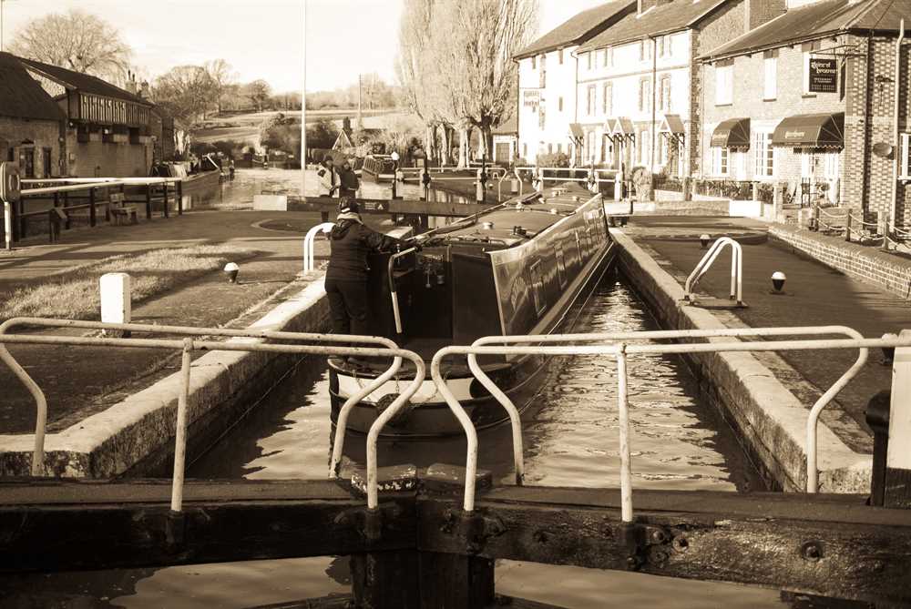 Narrowboat in a lock Stoke Bruerne Northamptonshire